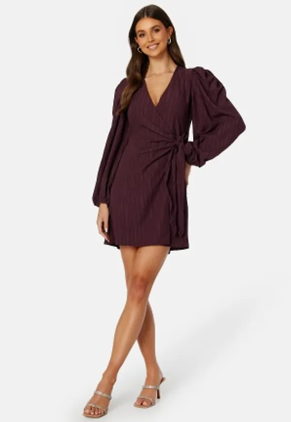 BUBBLEROOM Axelle Wrap Dress Dark wine-red XL