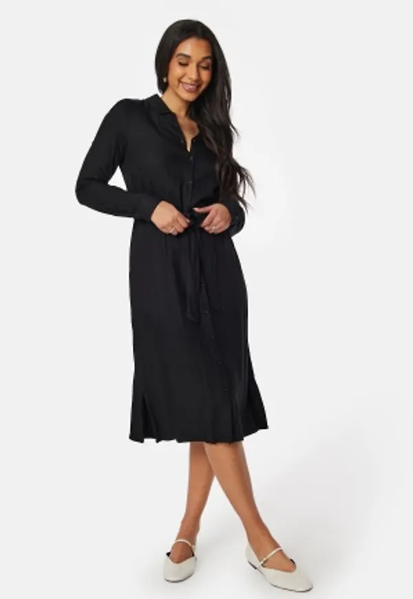 BUBBLEROOM Belted L/S Viscose Shirt Dress Black 44