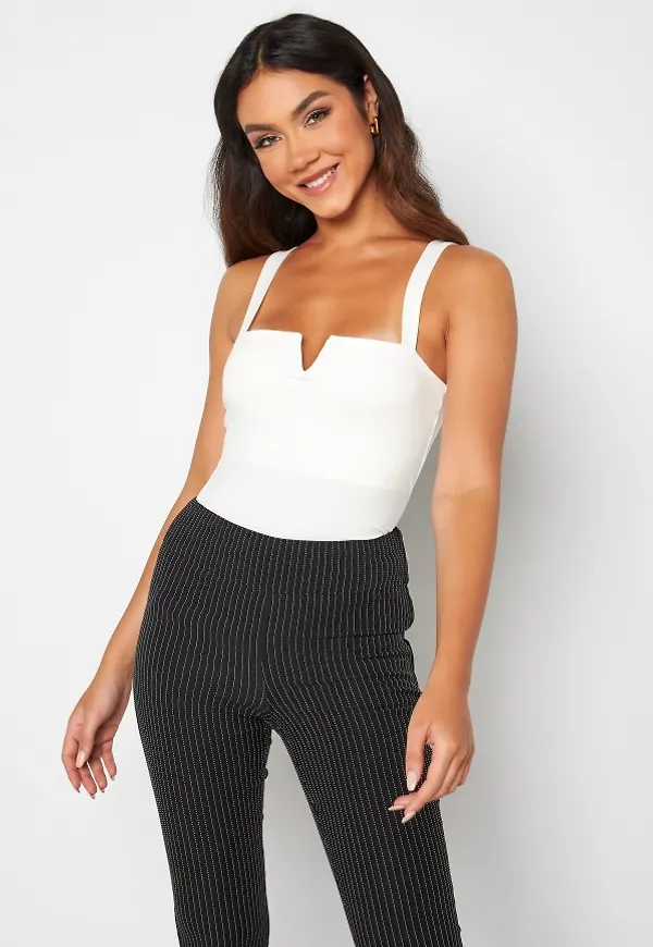 BUBBLEROOM Bettina deep v-neck top Offwhite M