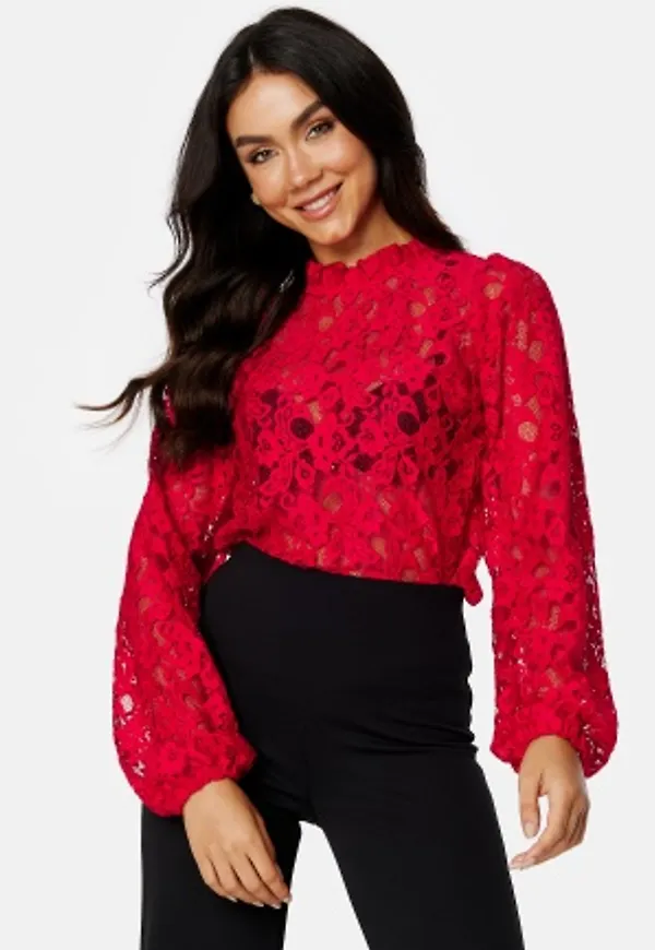 BUBBLEROOM Blanca lace top Red 36