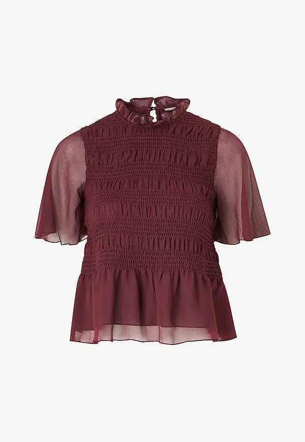 Bubbleroom - Blus Butterfly Sleeve - Röd