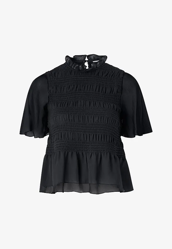 Bubbleroom - Blus Butterfly Sleeve - Svart