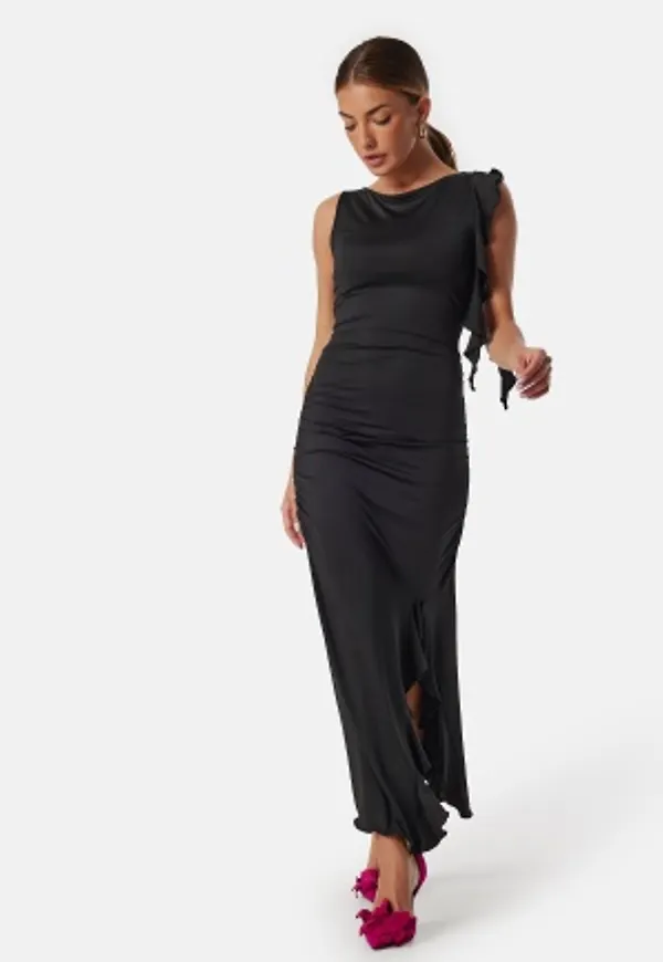 BUBBLEROOM Boat Neck Frill Dress Black XL