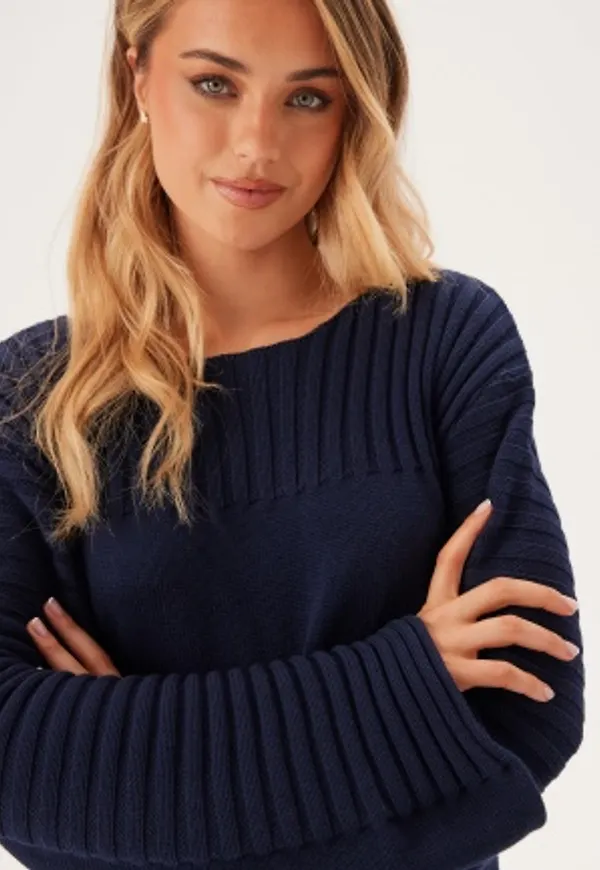 BUBBLEROOM Boatneck Knitted Sweater Navy XS