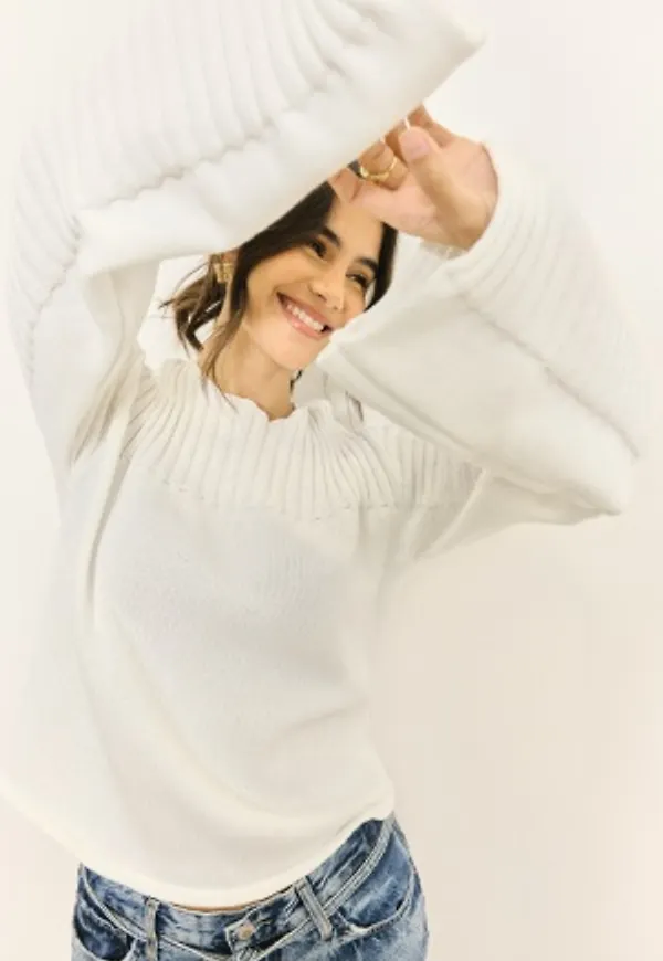 BUBBLEROOM Boatneck Knitted Sweater Offwhite XS