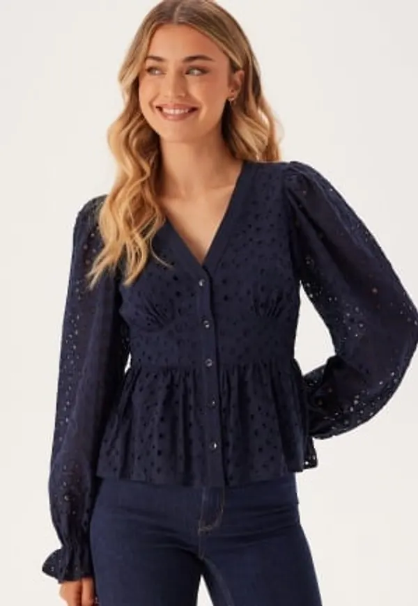 BUBBLEROOM Broderie Anglaise Blouse Dark blue 36