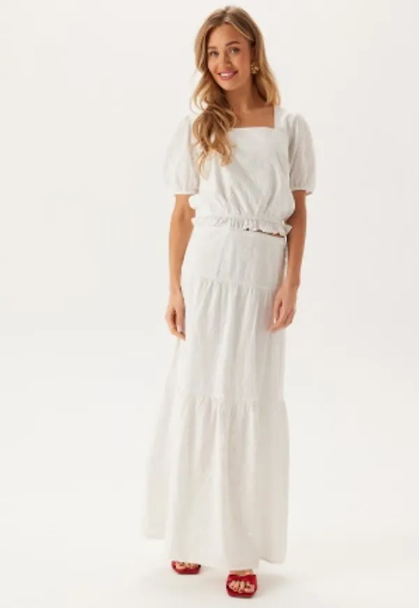 BUBBLEROOM Broderie Anglaise Maxi Skirt White XS