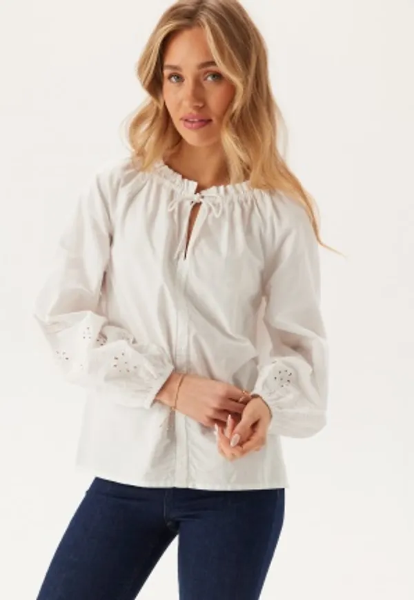BUBBLEROOM Broderie Anglaise Tie Blouse White XS