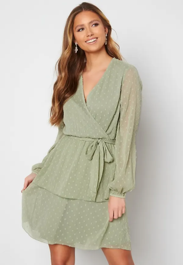 Bubbleroom Care Malva Dotted Dress Dusty green 36