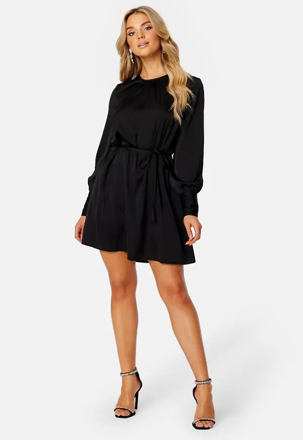 BUBBLEROOM Catalina Satin Dress Black 34