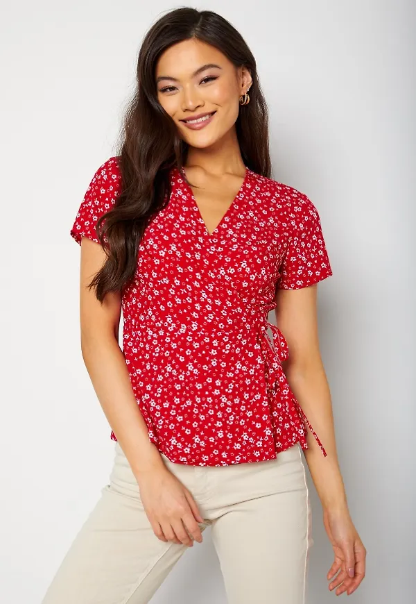 BUBBLEROOM Caylee wrap top Red / Patterned 38