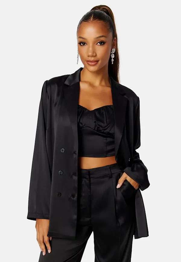 BUBBLEROOM Chana satin blazer Black 40