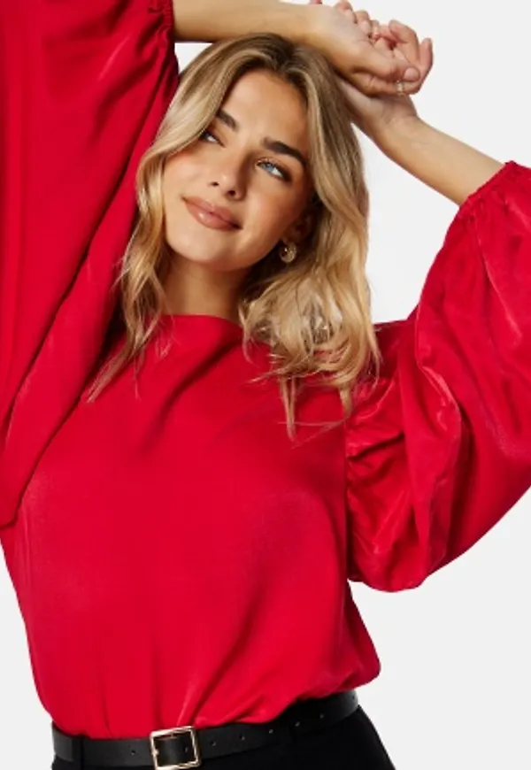 BUBBLEROOM Charli Balloon Sleeve Blouse Red 34