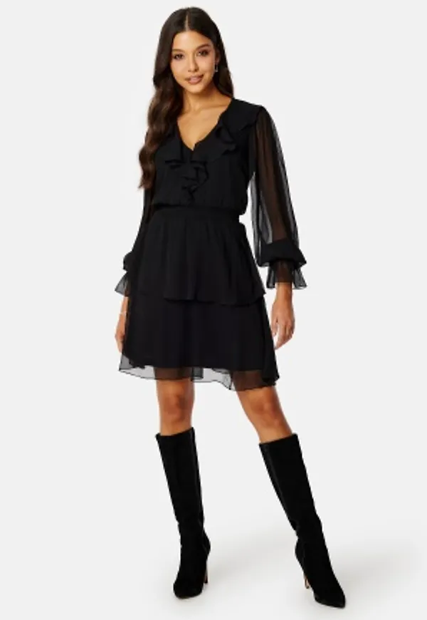 BUBBLEROOM Cheyenne Frill dress Black 38