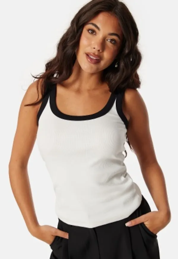 BUBBLEROOM Contrast Rib Tank Top White XL