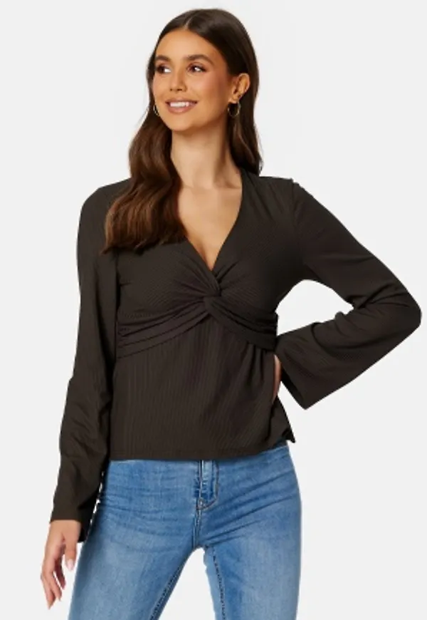 BUBBLEROOM Daira Rib Top Dark brown M
