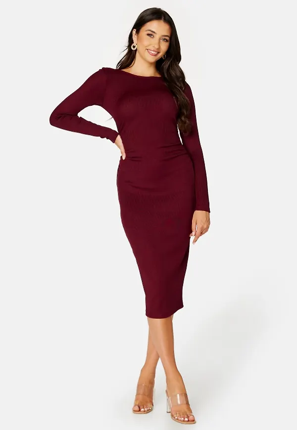 BUBBLEROOM Danniela zip midi dress Wine-red XS