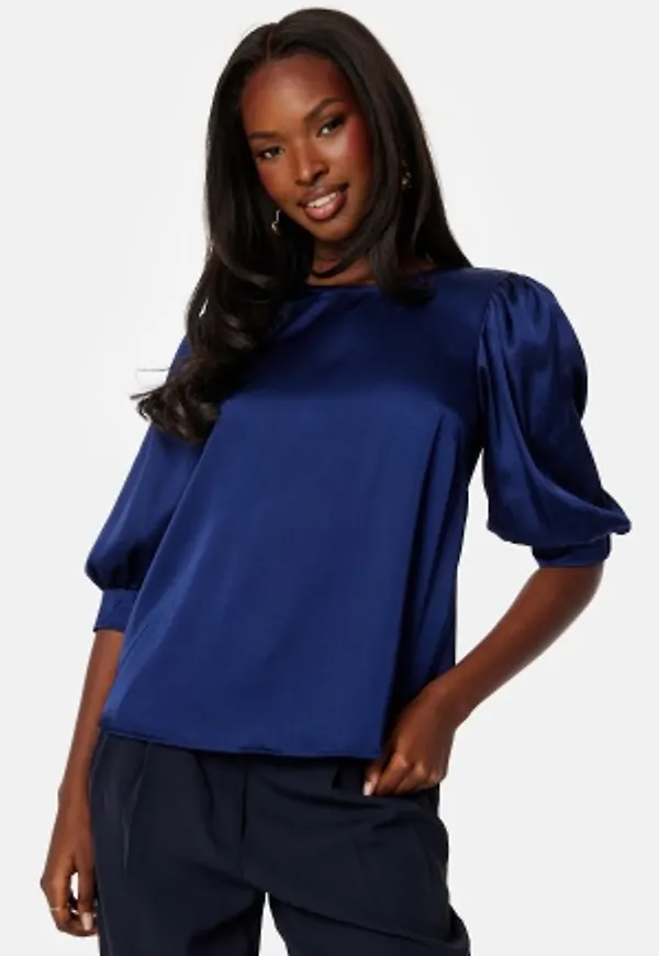 BUBBLEROOM Dasha Satin Blouse Dark blue XL