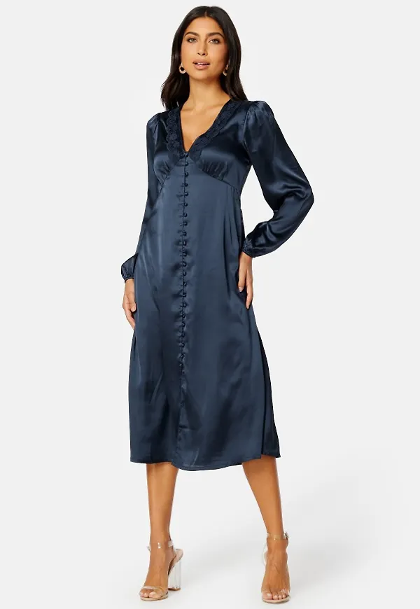 BUBBLEROOM Dayla satin dress Dark blue 42