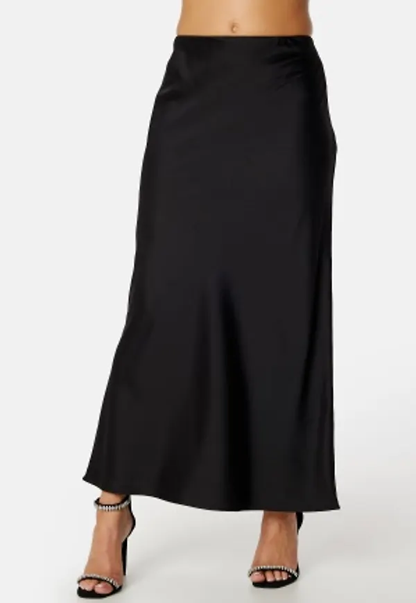 BUBBLEROOM Demi Maxi Satin Skirt Black 46