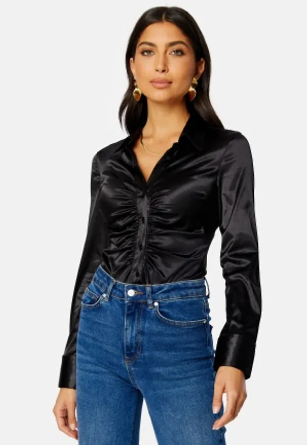 BUBBLEROOM Ellie ruched shirt Black 46