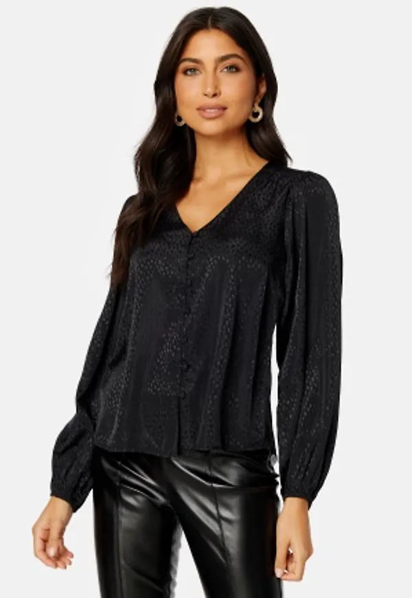 BUBBLEROOM Fallon Jacquard Blouse Black 34