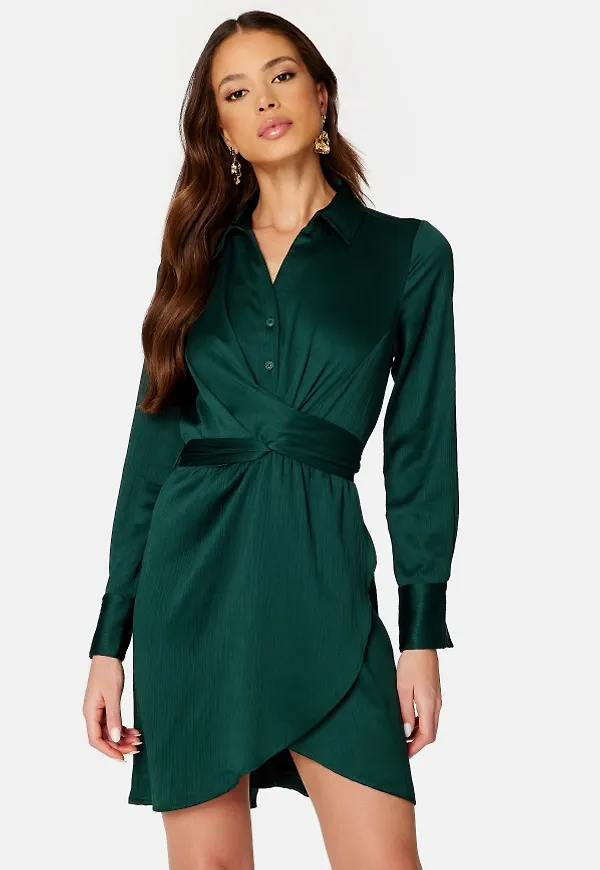 BUBBLEROOM Farrah shirt dress Dark green 40