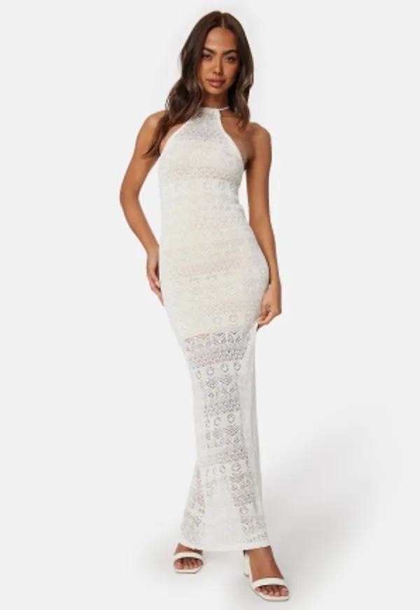 BUBBLEROOM Fine Knitted Crochet Dress Offwhite XL