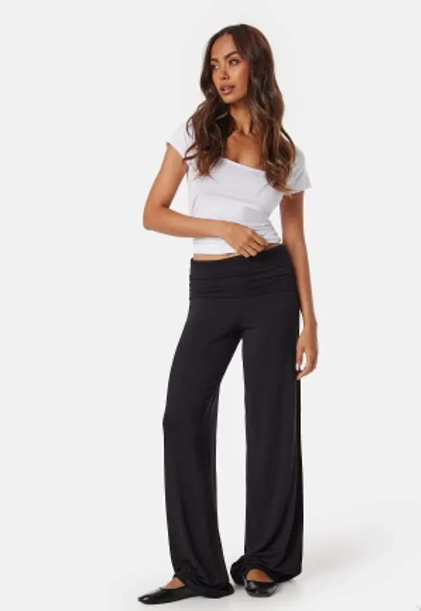 BUBBLEROOM Fold Over Wide Trousers Black XL