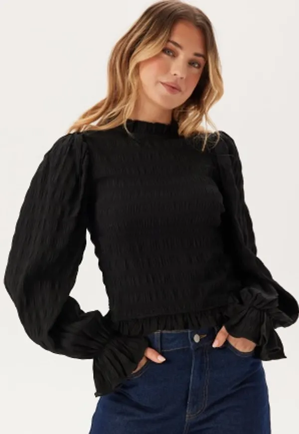 BUBBLEROOM Frill Structured Blouse Black L