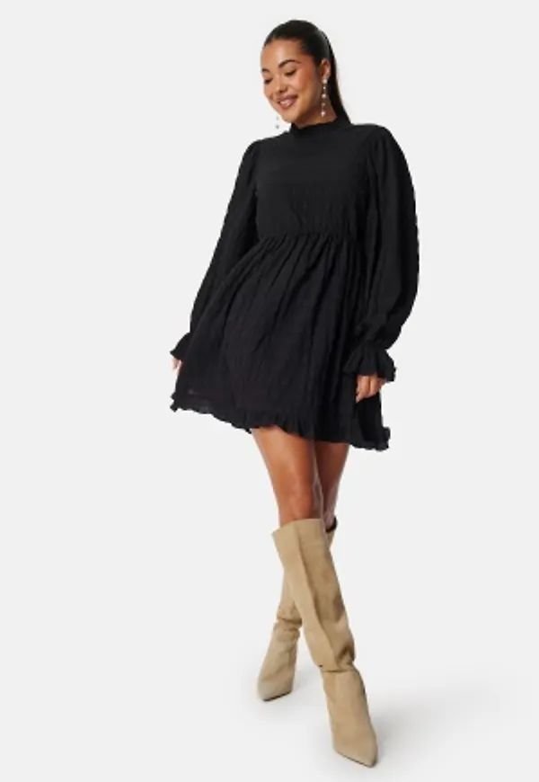 BUBBLEROOM Frill Structured Dress Black XL