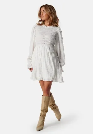 BUBBLEROOM Frill Structured Dress White XL
