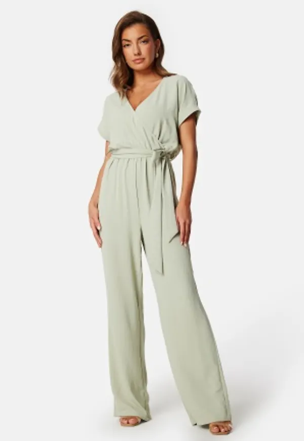 BUBBLEROOM Front Wrap Jumpsuit Dusty green XS