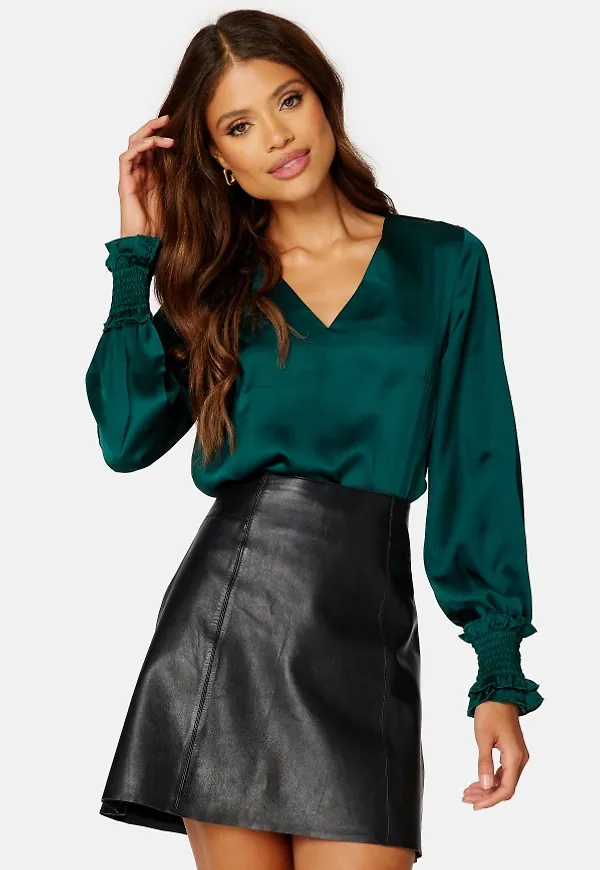 BUBBLEROOM Gabbie Smock Blouse Dark green 42