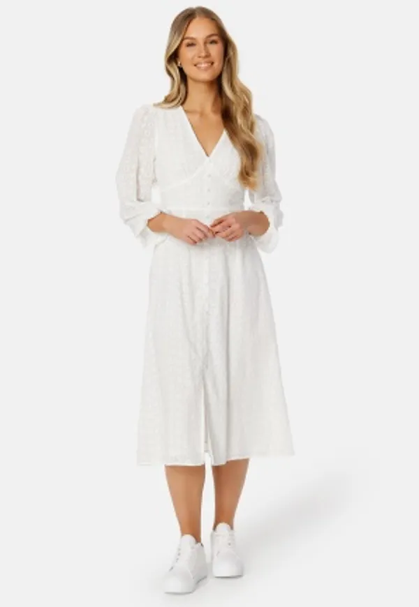 BUBBLEROOM Broderie Anglaise Midi Dress White 34