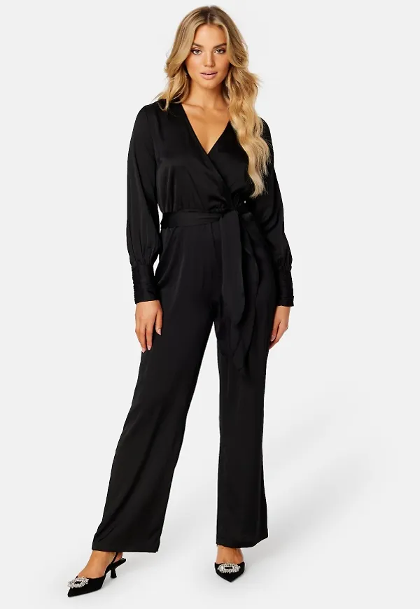 BUBBLEROOM Gitty Structured Satin Jumpsuit Black 34