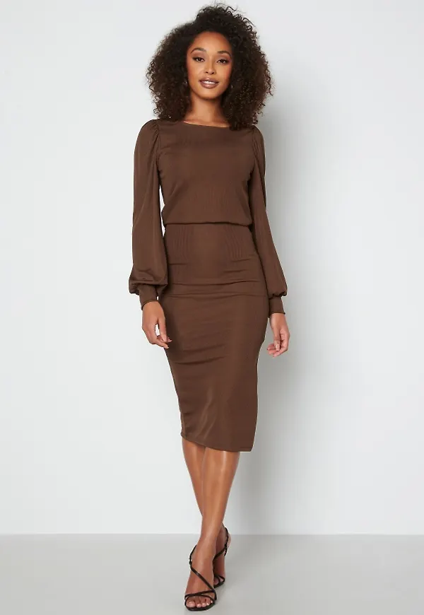 BUBBLEROOM Gry balloon sleeve dress Brown L