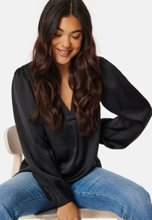 BUBBLEROOM Gwenny Satin Blouse Black 46