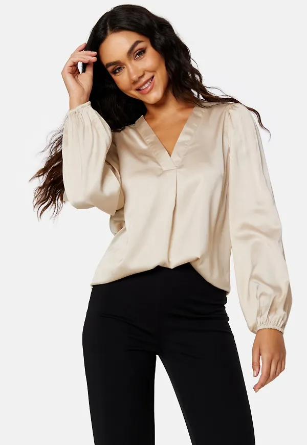 BUBBLEROOM Gwenny satin blouse Champagne 34