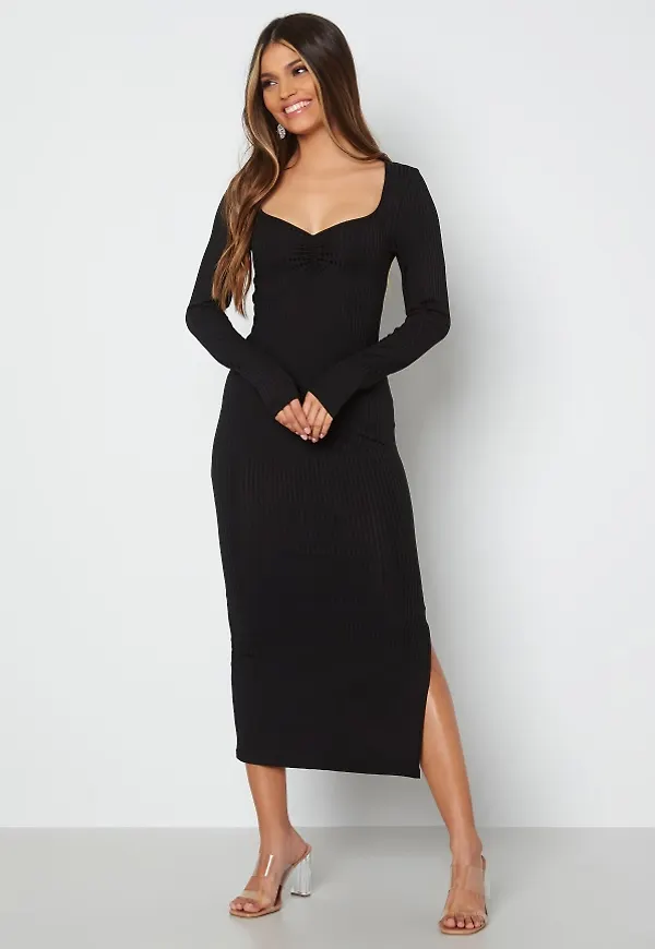 BUBBLEROOM Henly rib dress Black S