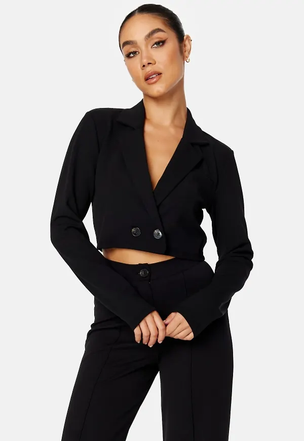 BUBBLEROOM Hilma cropped blazer Black S