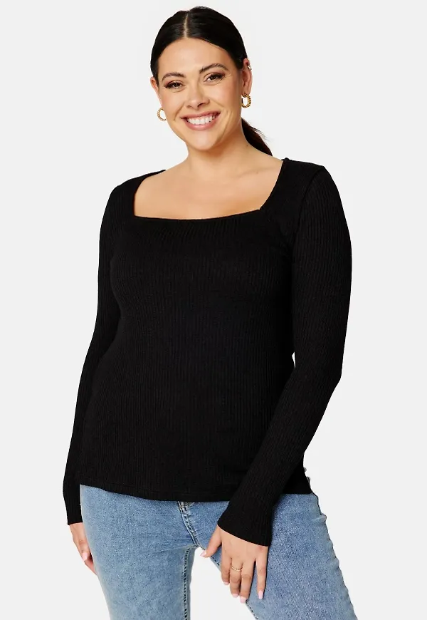 BUBBLEROOM Ilena square neck top Black M