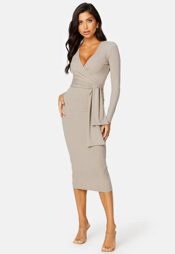 BUBBLEROOM Ines jersey dress Dark beige M