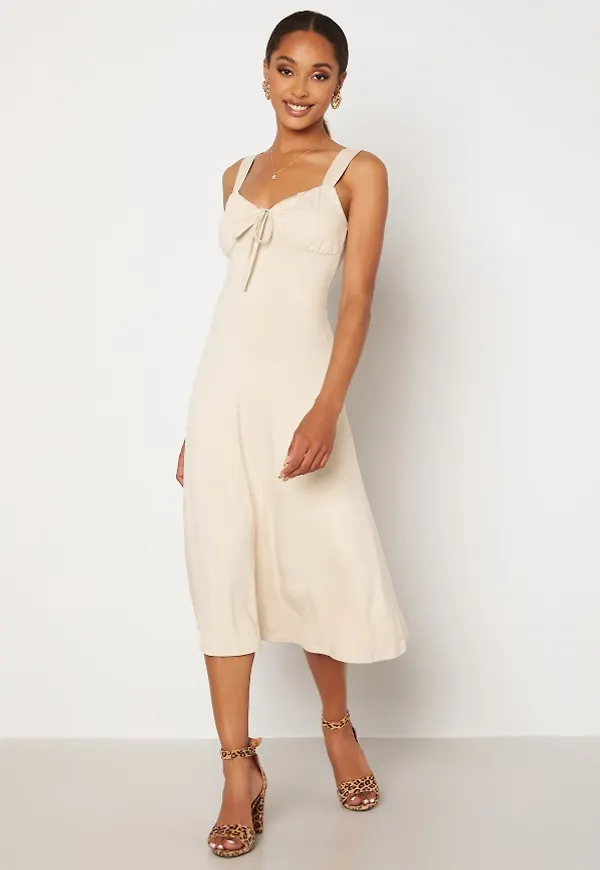 BUBBLEROOM Isa midi dress Light beige L