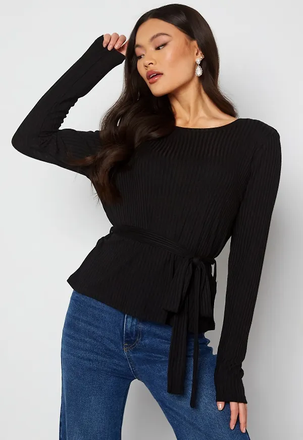 BUBBLEROOM Isla fine knitted top Black 3XL