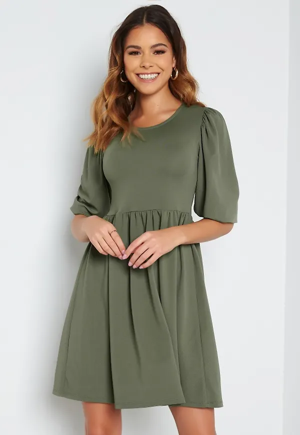 BUBBLEROOM Jade puff sleeve dress Green S