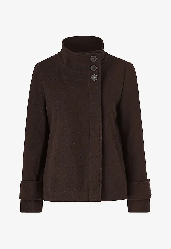 Bubbleroom - Kappa High Neck Short Coat - Brun