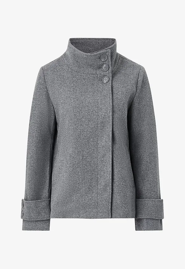 Bubbleroom - Kappa High Neck Short Coat - Grå