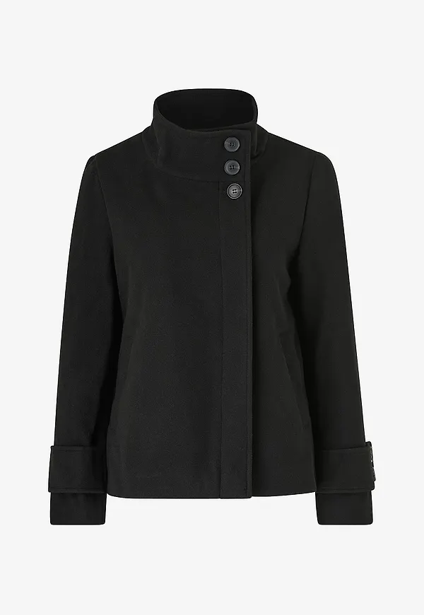 Bubbleroom - Kappa High Neck Short Coat - Svart