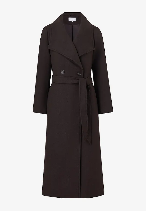 Bubbleroom - Kappa Long Wool Blend Coat - Brun
